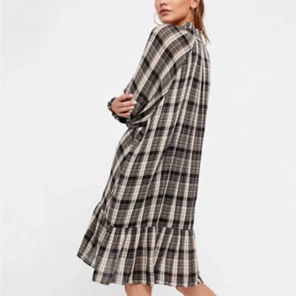Free People Red Moon Black Plaid Dress - Picture 2 of 7